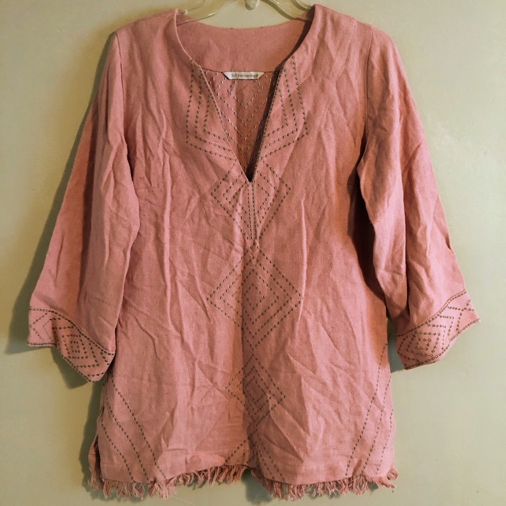 Soft Surroundings Bohemian Style Pink Oversized Tunic Size Extra Small